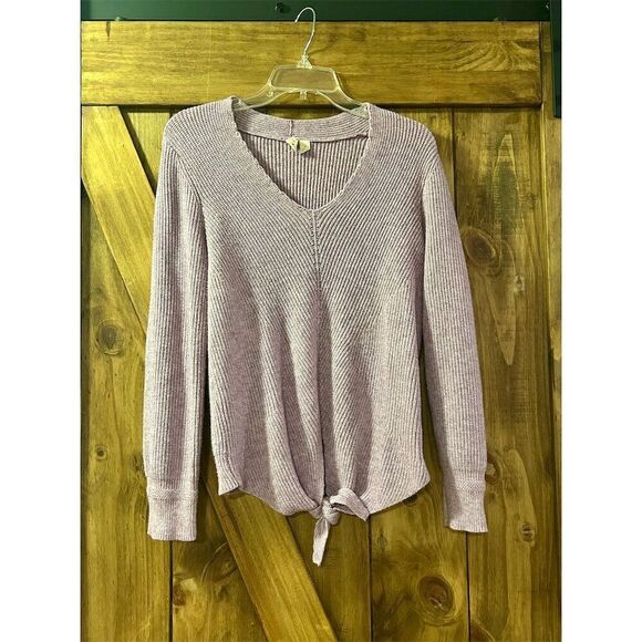 Moth by Anthropologie Women's V-Neck Tie-Front Sweater Purple Size S - Picture 2 of 9